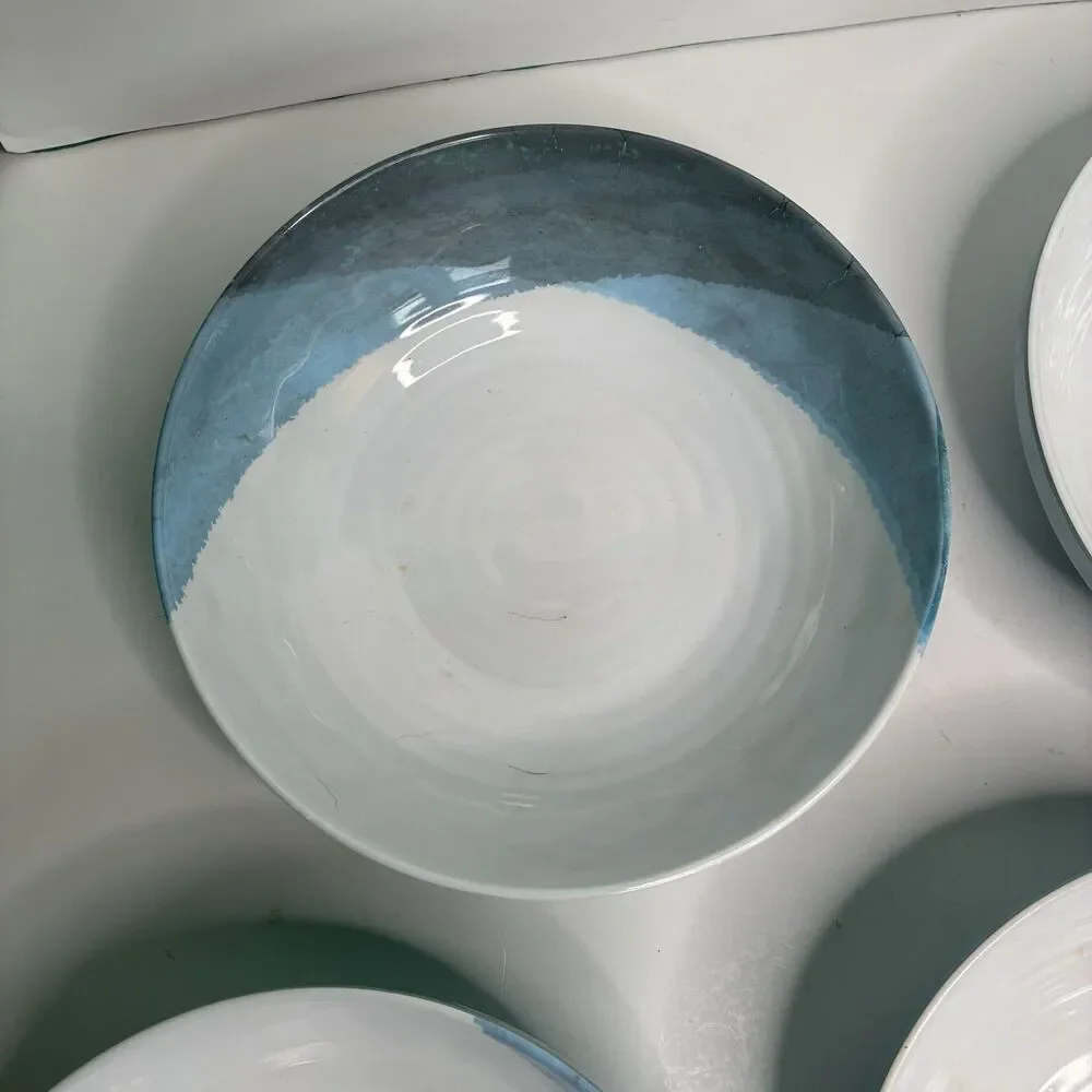 Nautica Watercolors Blue Melamine 5 Pasta/Soup Bowls